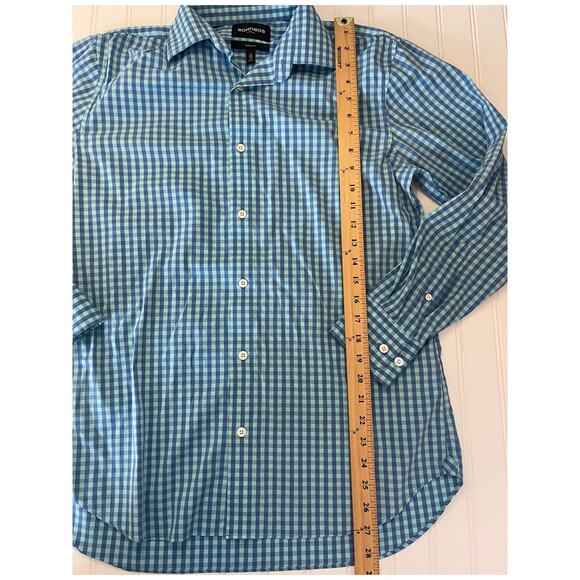 Bonobos Gingham Stretch Tailored Fit Button Down Shirt Preppy Size Mens 16 X 34 - Picture 3 of 6